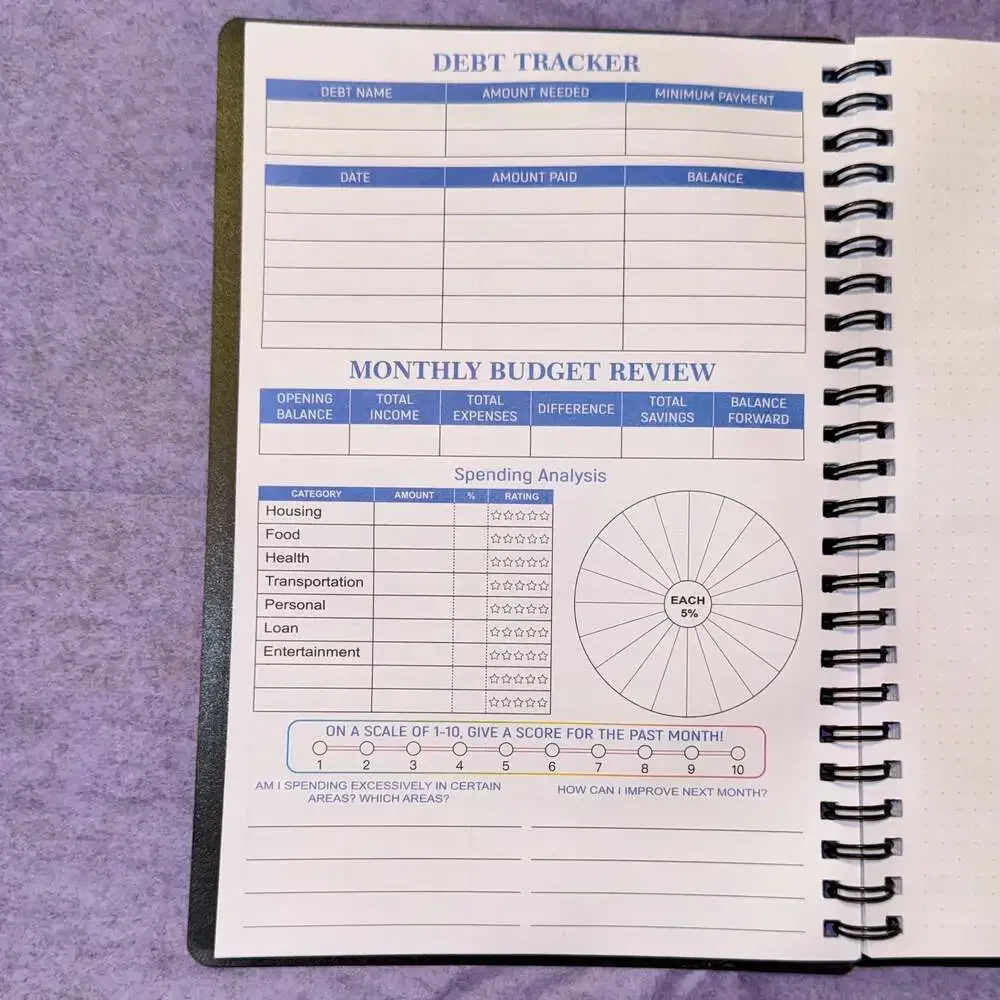 Budget Planner Spiral Notebook Monthly Budget Expense Debt Tracker